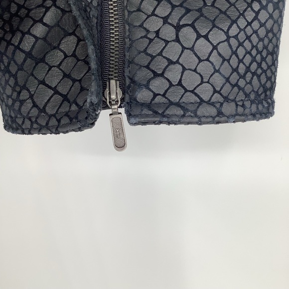 ALFANI Vintage Leather Snakeskin Print Moto Jacket Coat Size Large - Picture 4 of 8